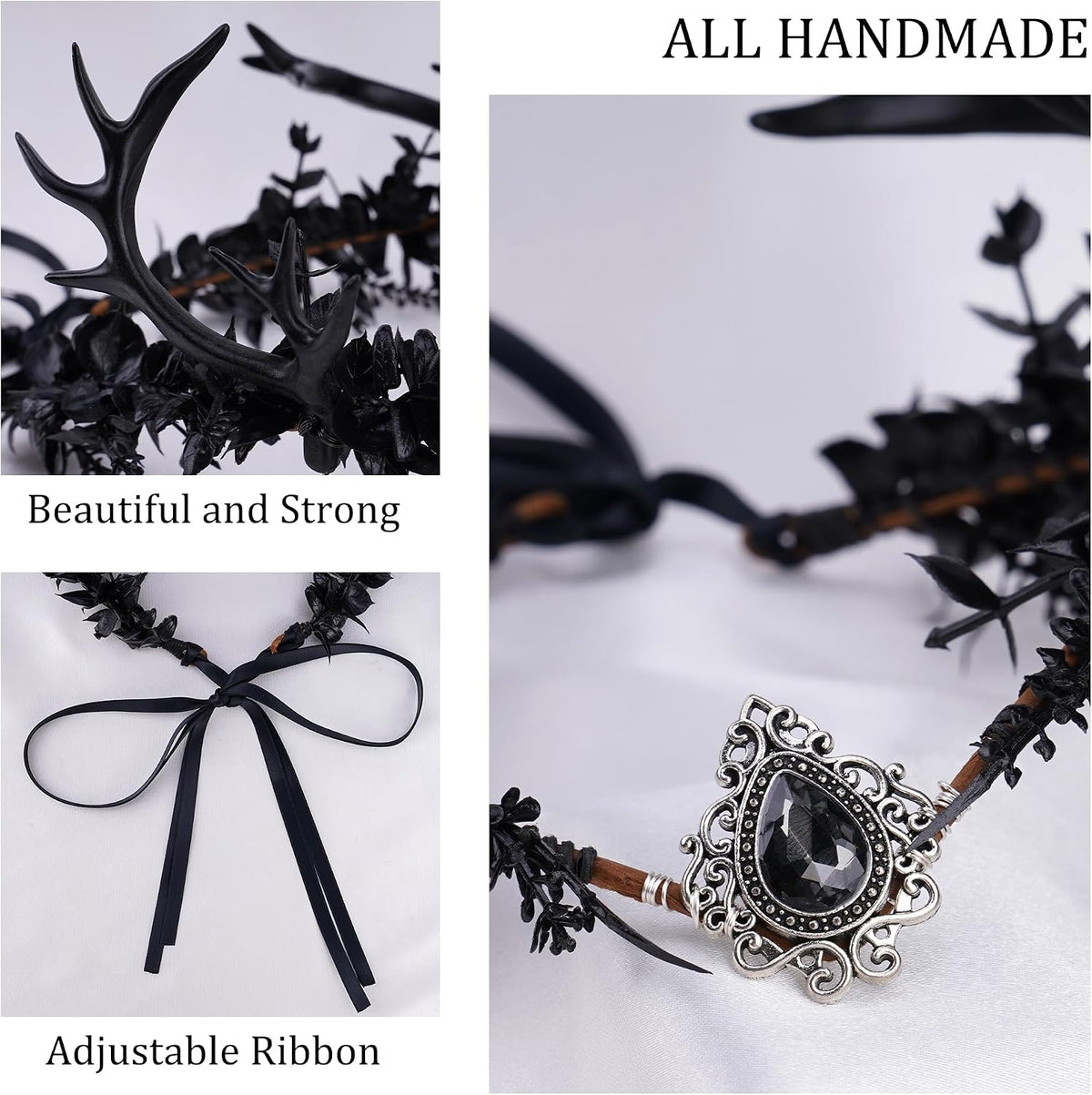 Gothic Antler Crown & Elf Ears Set for Renfaire