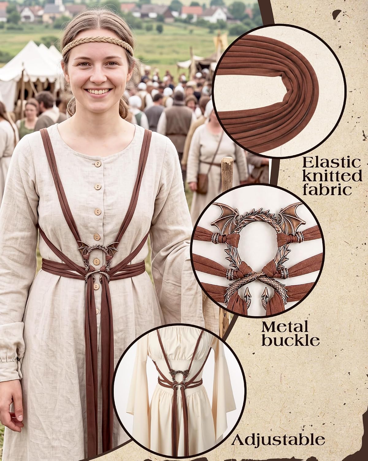 MOSTORY Medieval Belt – Women's Renaissance Costume Accessory