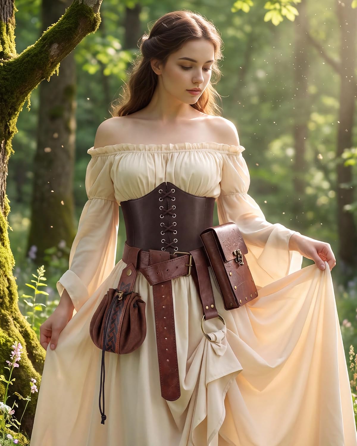 MOSTORY Black Medieval Accessories Set Women Renaissance Cosplay XL