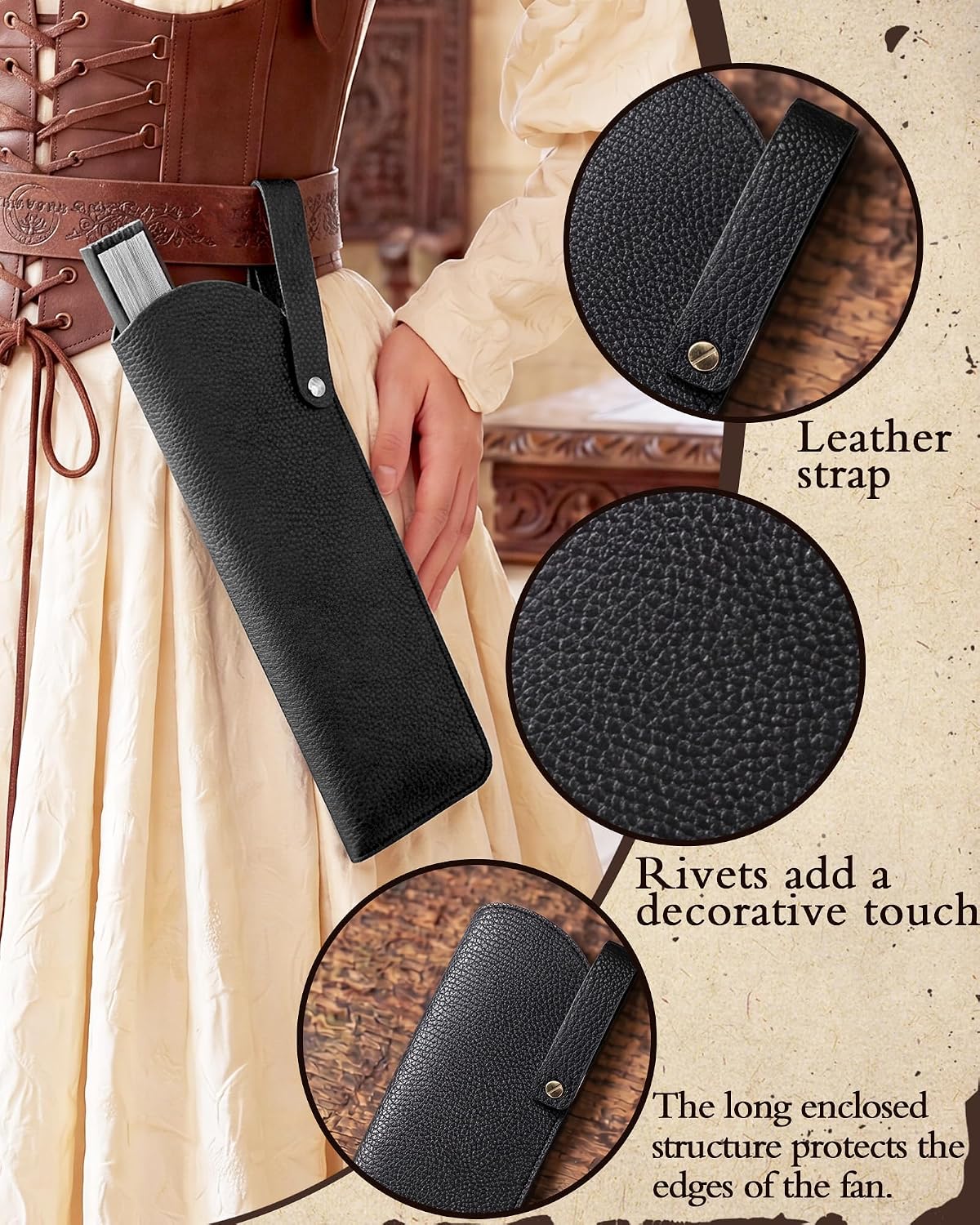 Renaissance Leather Fan Holster for Renfaire Cosplay
