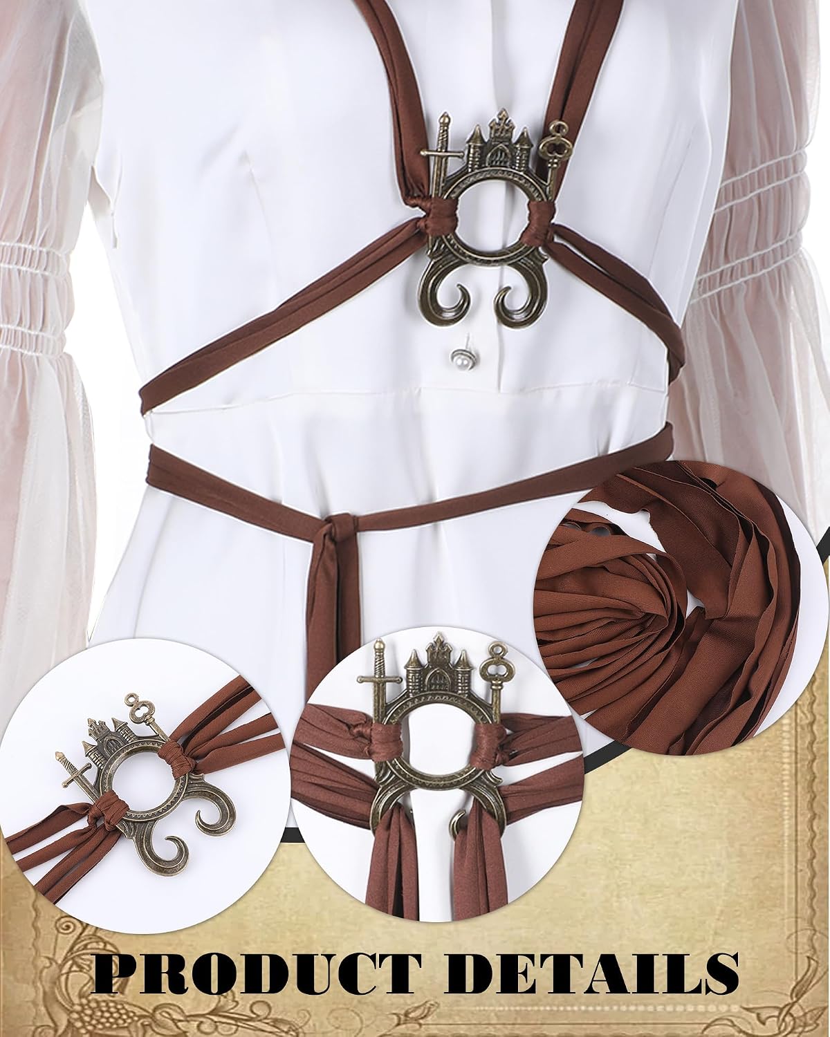 MOSTORY Viking Rope Belt for Women, Medieval Renaissance Costume Belt
