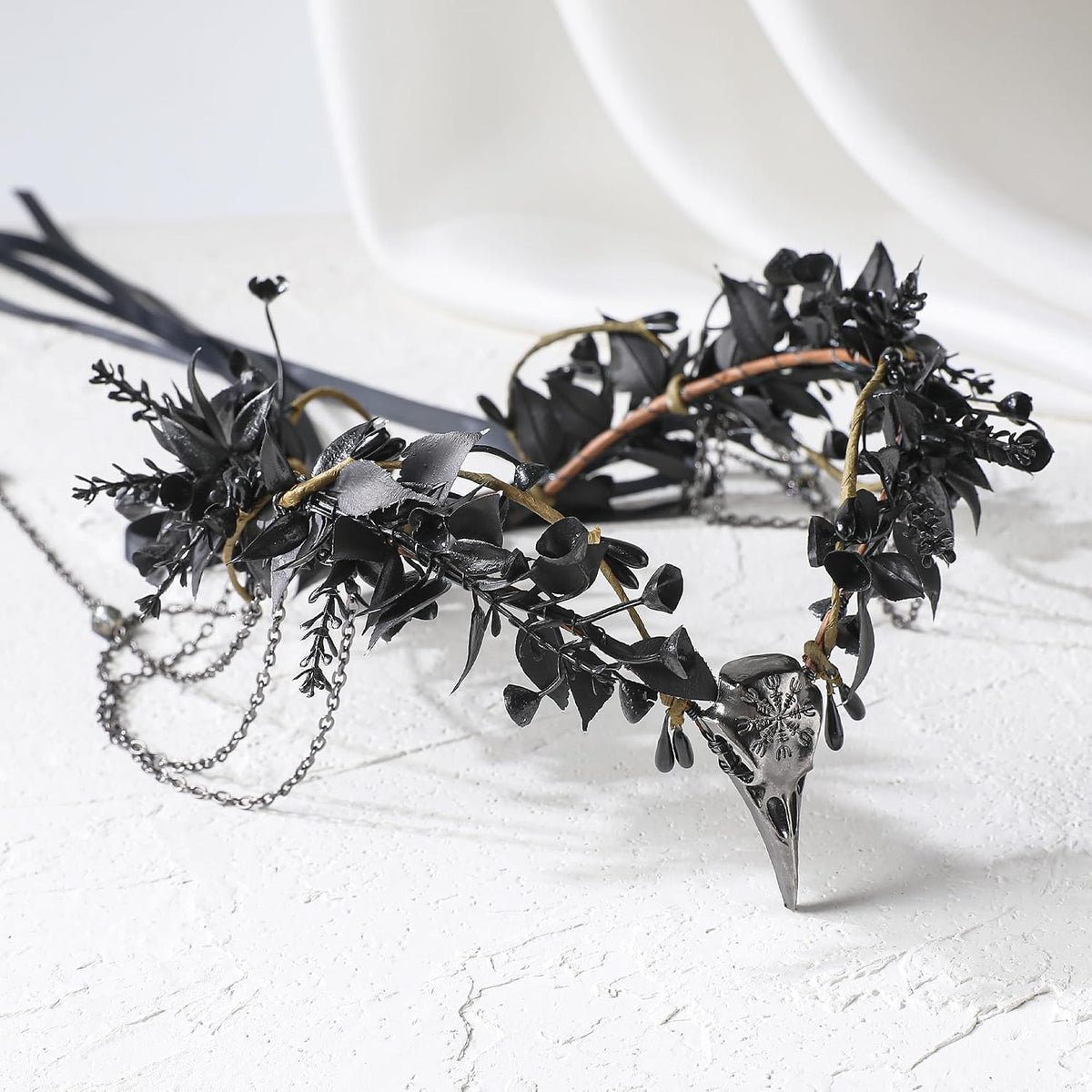 MOSTORY Gothic Crow Headpiece Witch Crown for Women