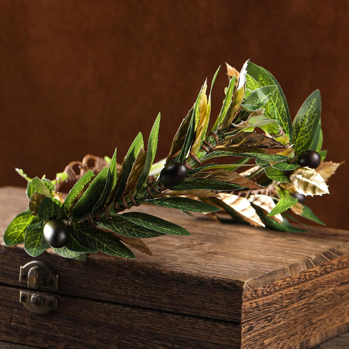 MOSTORY Gold Green Olive Leaf Laurel Wreath Headpiece