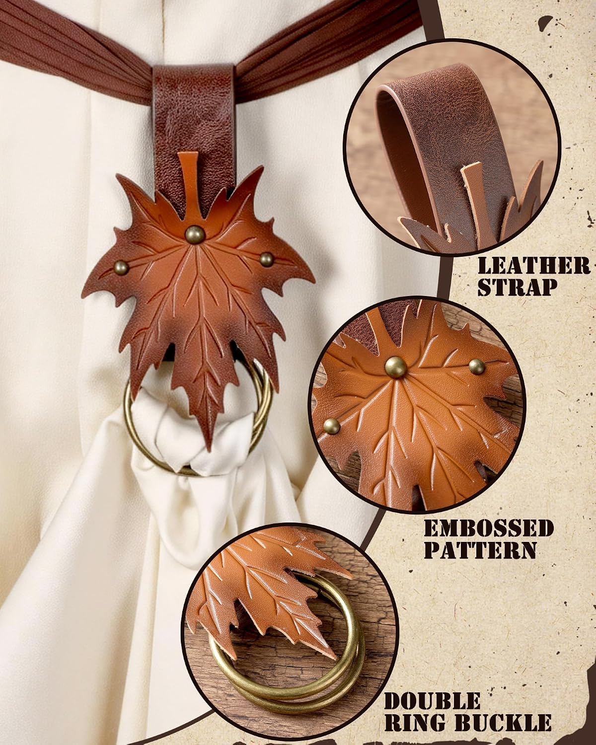 MOSTORY Leather Skirt Hikes with Maple Leaf Double Buckle Belt