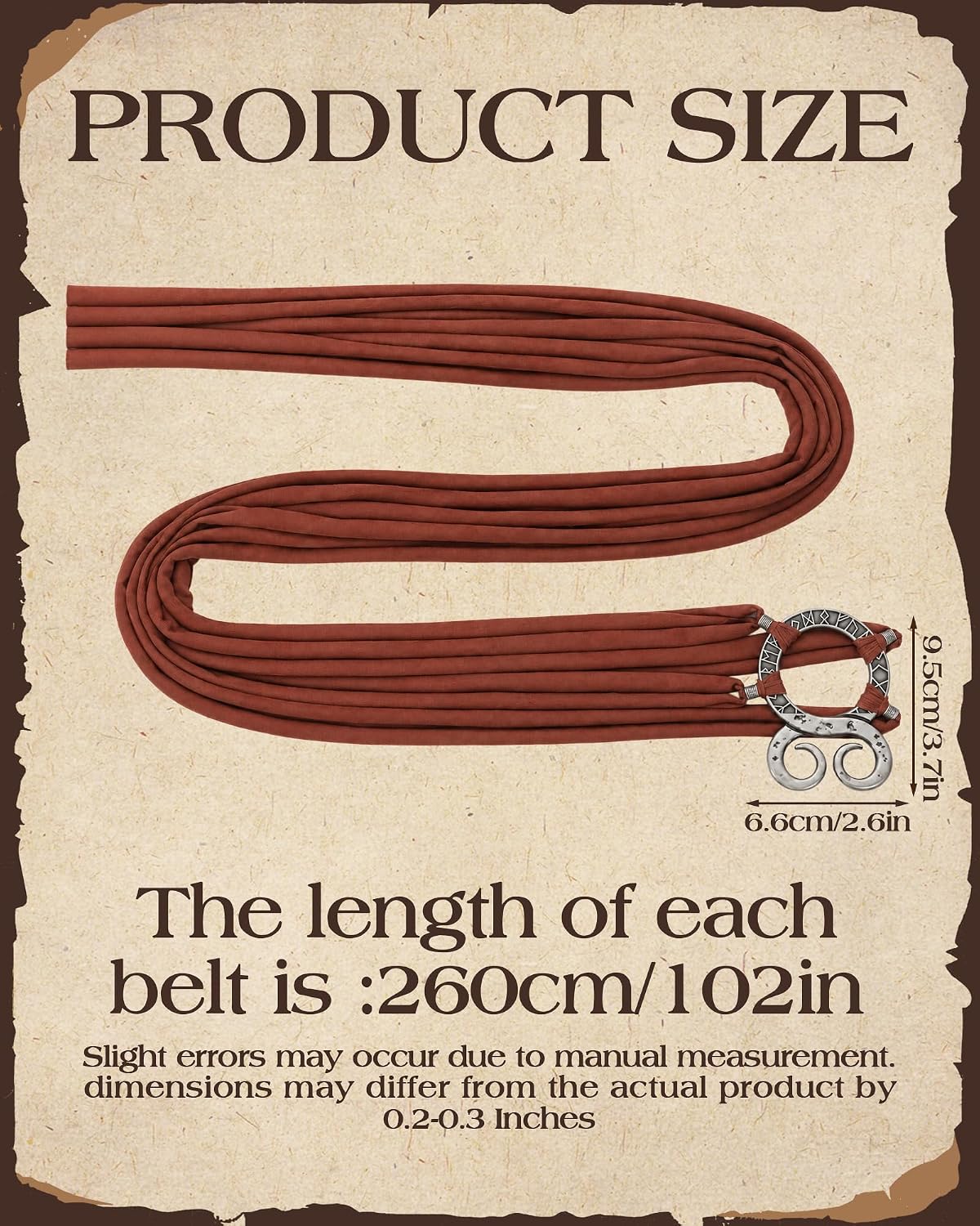 MOSTORY Medieval Renaissance Woven Belt with Rune Buckle