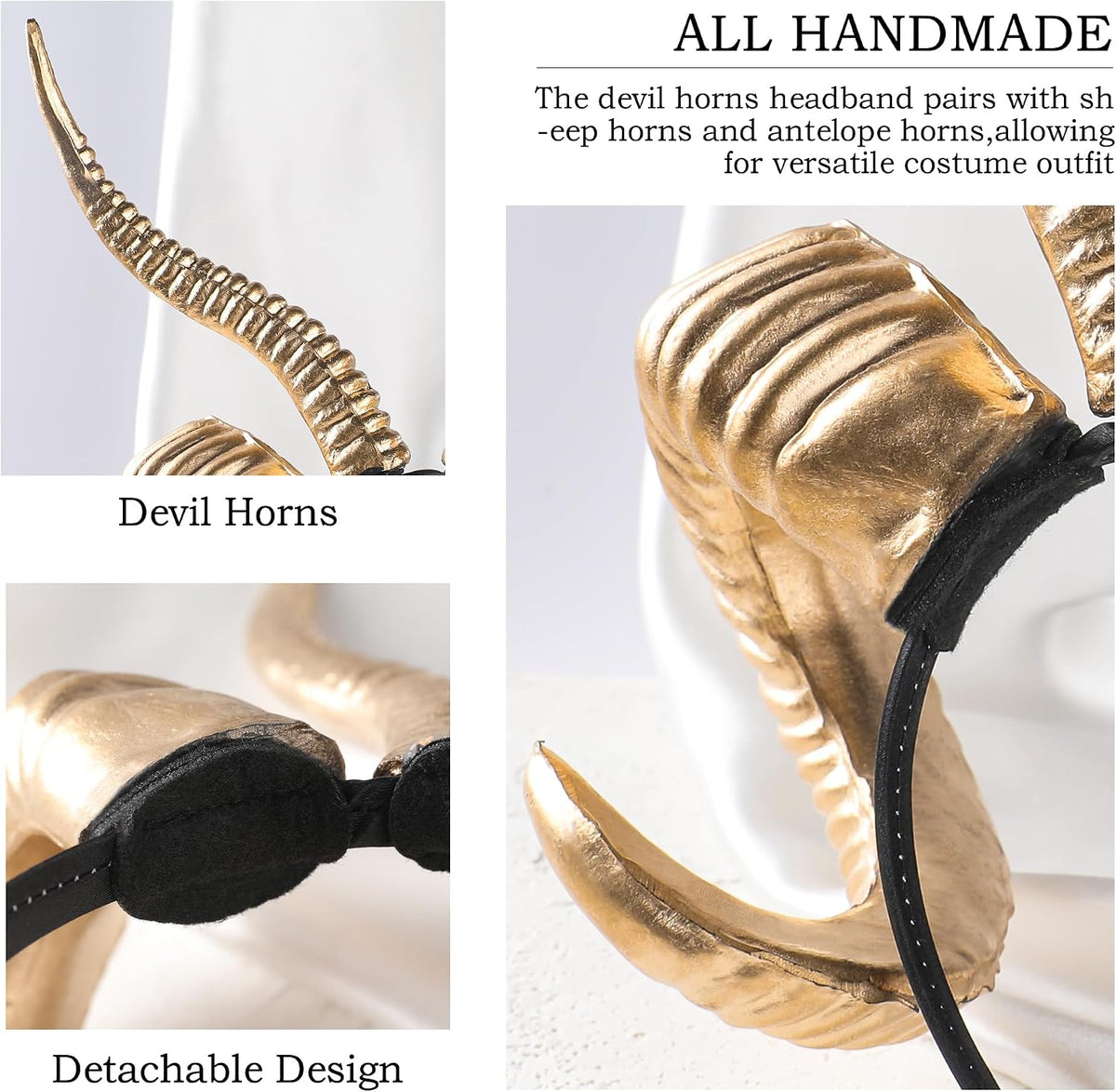 MOSTORY Black Devil Horns Headband for Gothic Cosplay & Renfaire