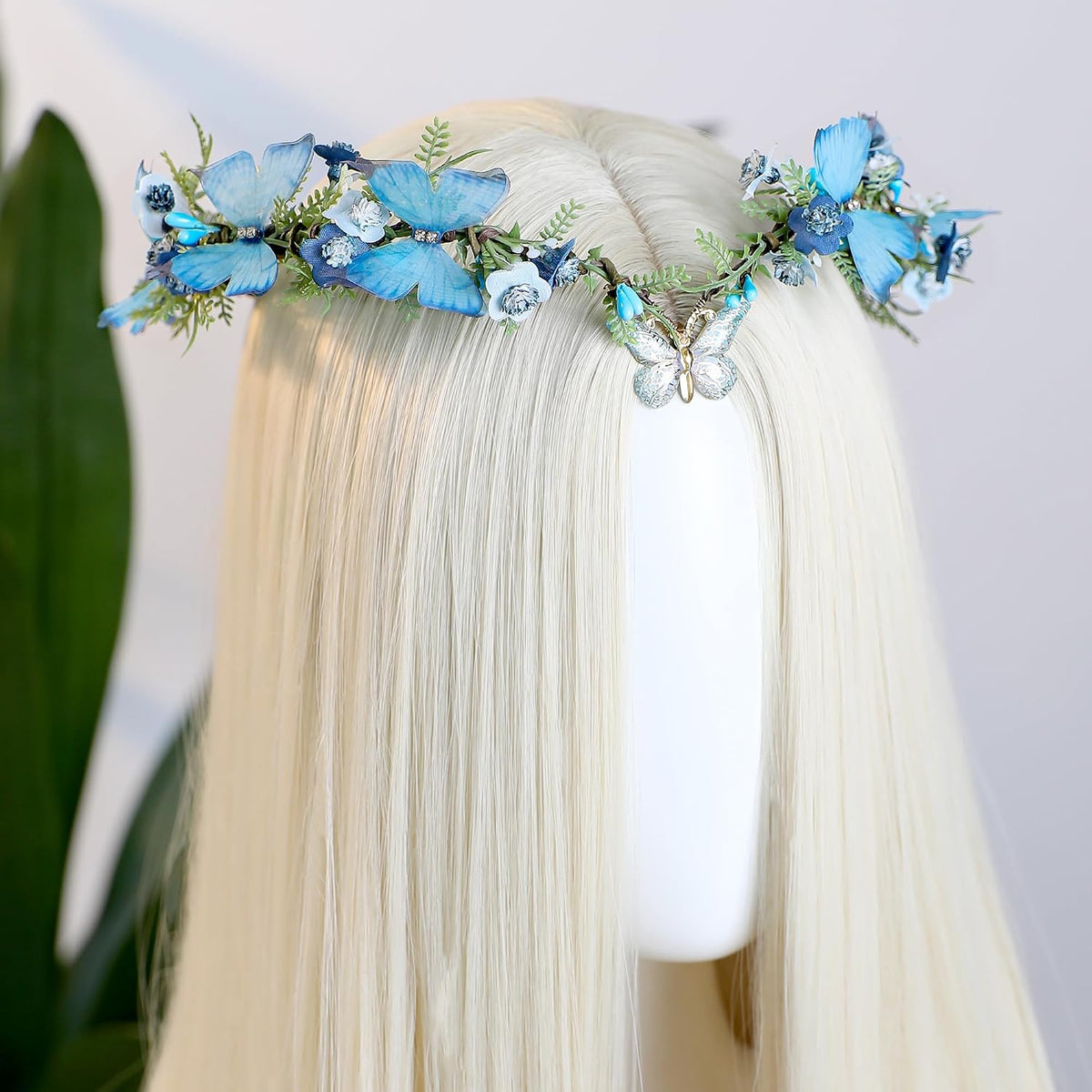 Woodland Fairy Accessories Set: Blue Butterfly Elf Crown & Ear Cuffs