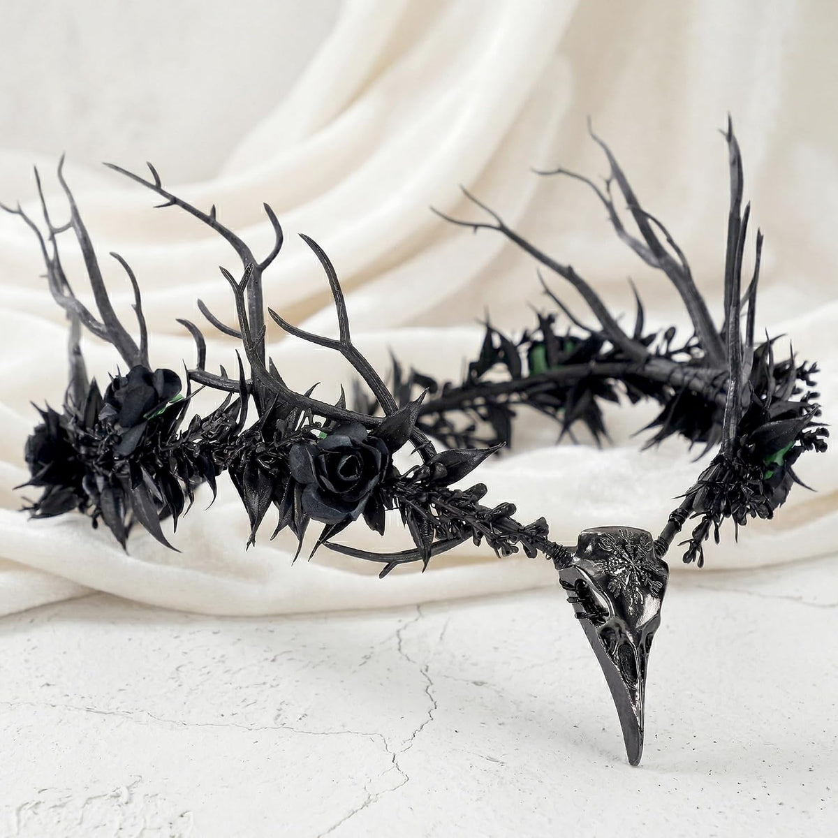 MOSTORY Black Branch Headdress Witch Raven Antler Crown