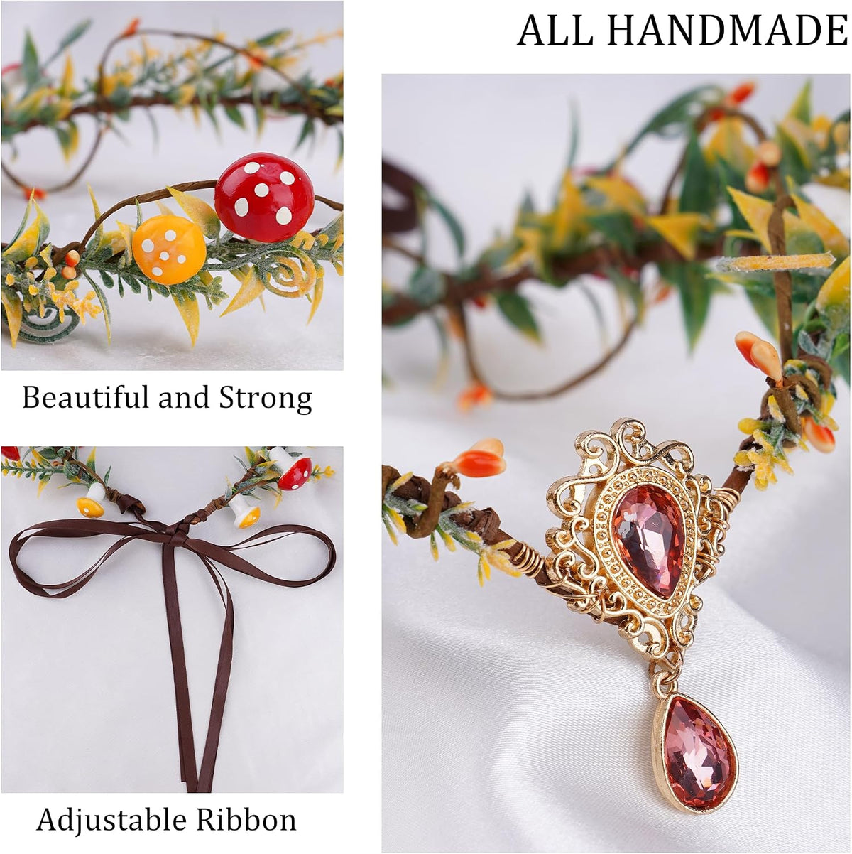 MOSTORY Renaissance Mushroom Crown & Elf Ears Set