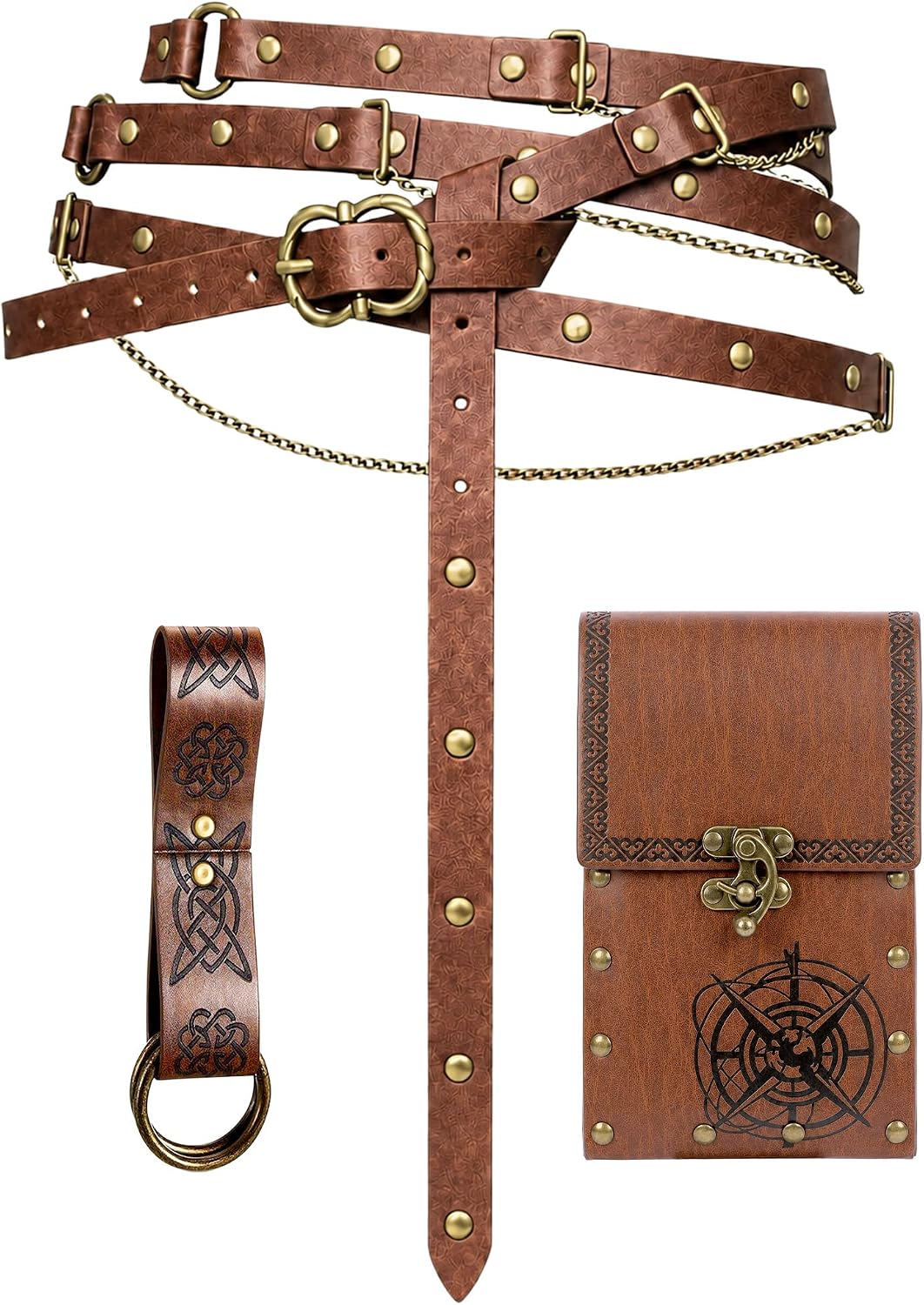 Brown Renaissance Accessories Set for Women – 3 Pc Cosplay