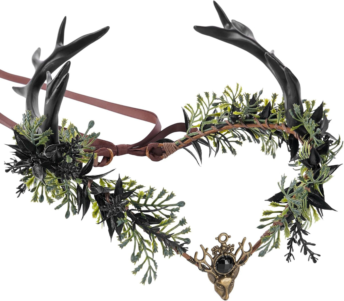 MOSTORY Blue Flower Antler Crown - Dark Elf Renaissance Circlet