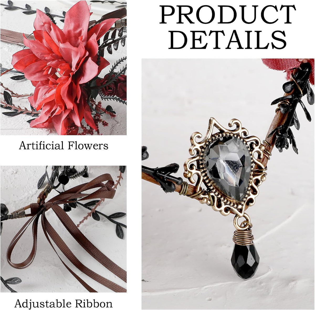 MOSTORY White Flower Fairy Crown Woodland Floral Headpiece with Vines