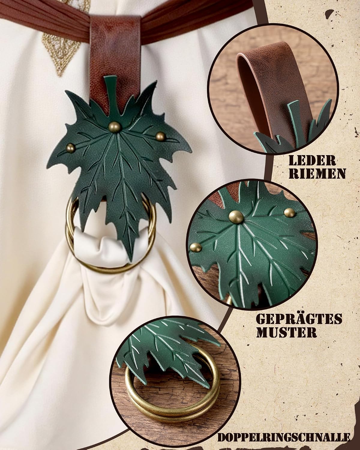 MOSTORY Leather Double Buckle Skirt Hikes for Medieval Renaissance