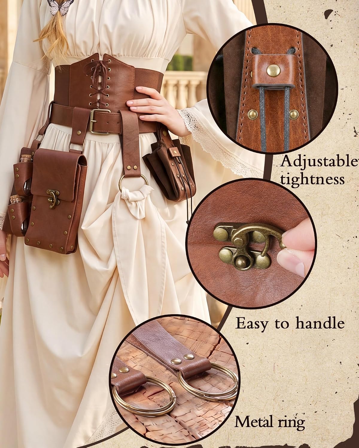 MOSTORY Black Medieval Renaissance Costume Accessories for Women