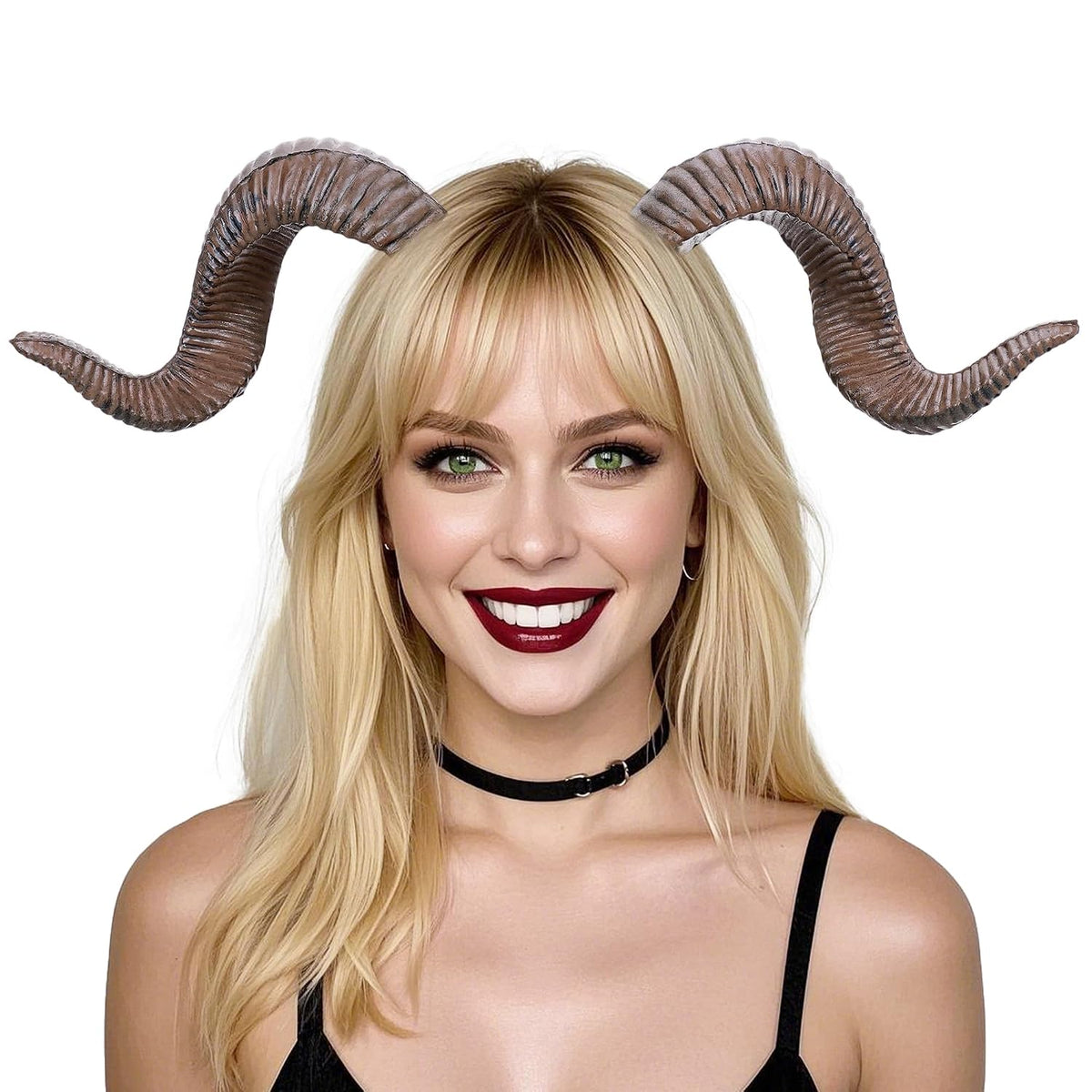 MOSTORY Brown Goat Devil Horns Headband for Cosplay & Halloween