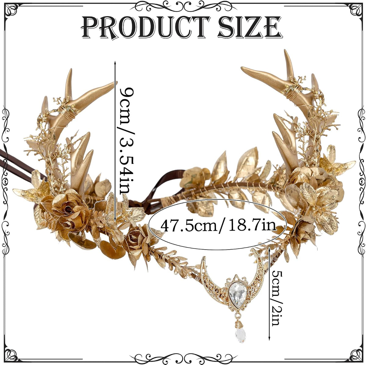 MOSTORY Green Flower Fairy Antler Crown for Women