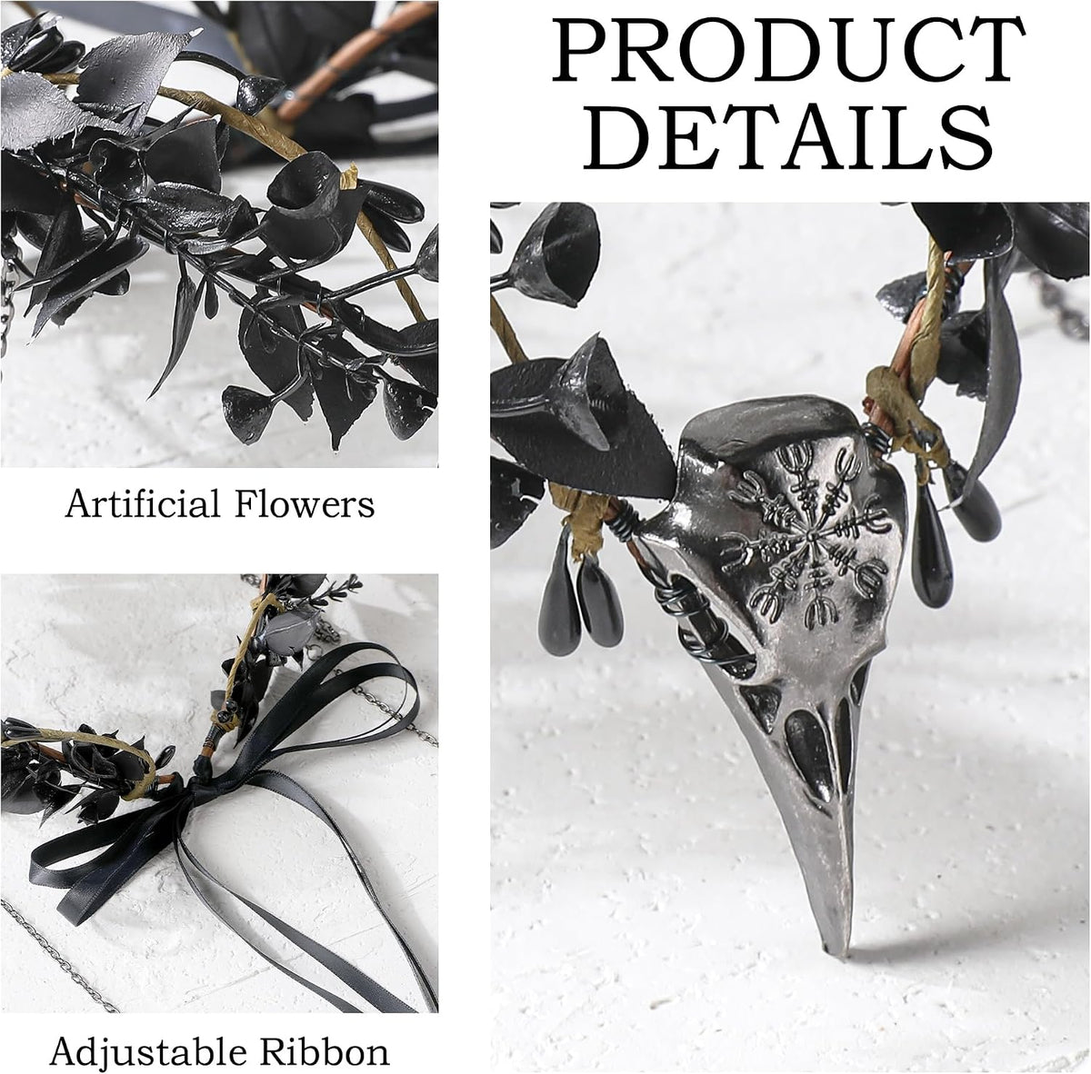 MOSTORY Gothic Crow Headpiece Witch Crown for Women