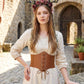 MOSTORY Brown Corset Belt & Flower Antlers Headband Set
