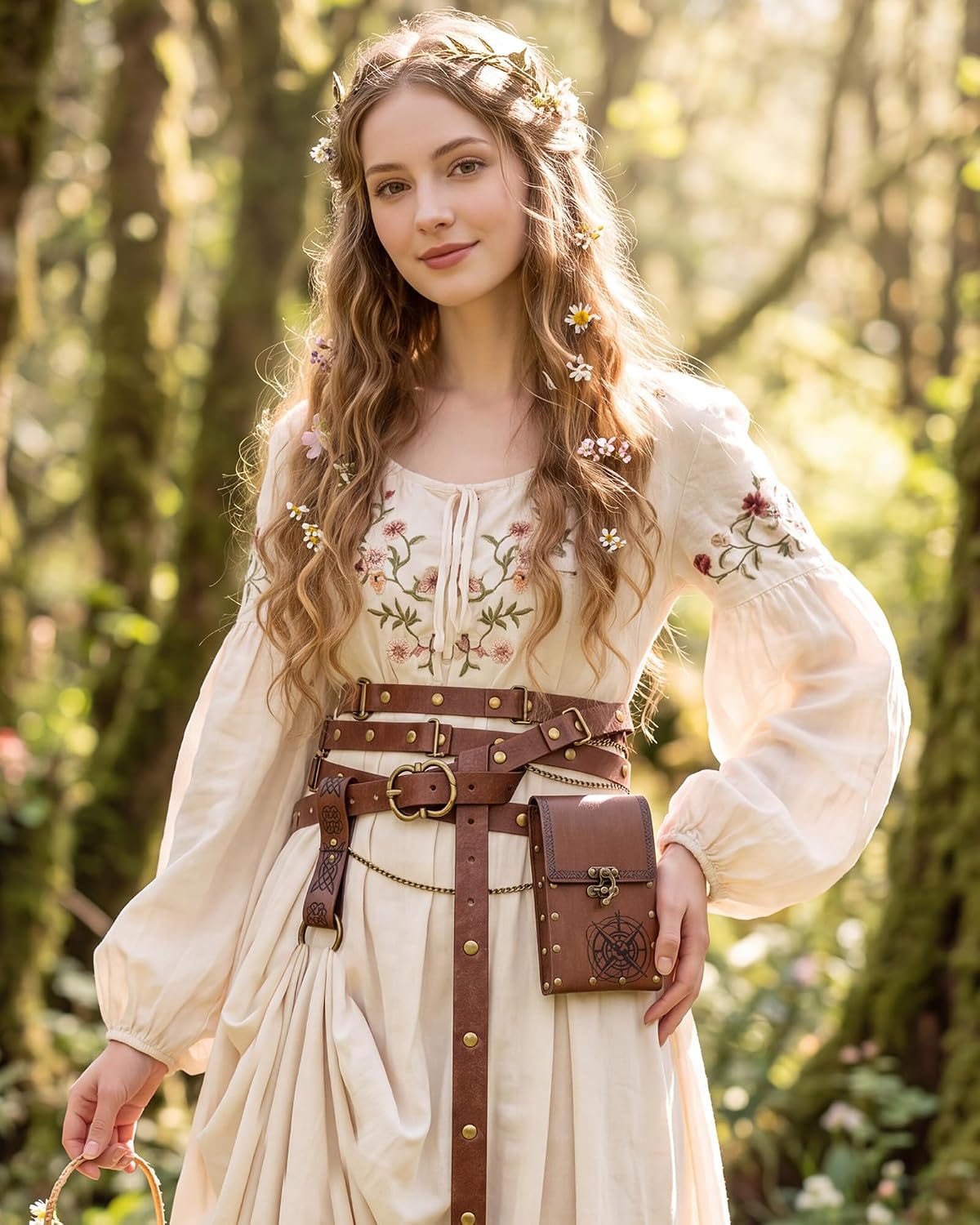 Brown Renaissance Accessories Set for Women – 3 Pc Cosplay