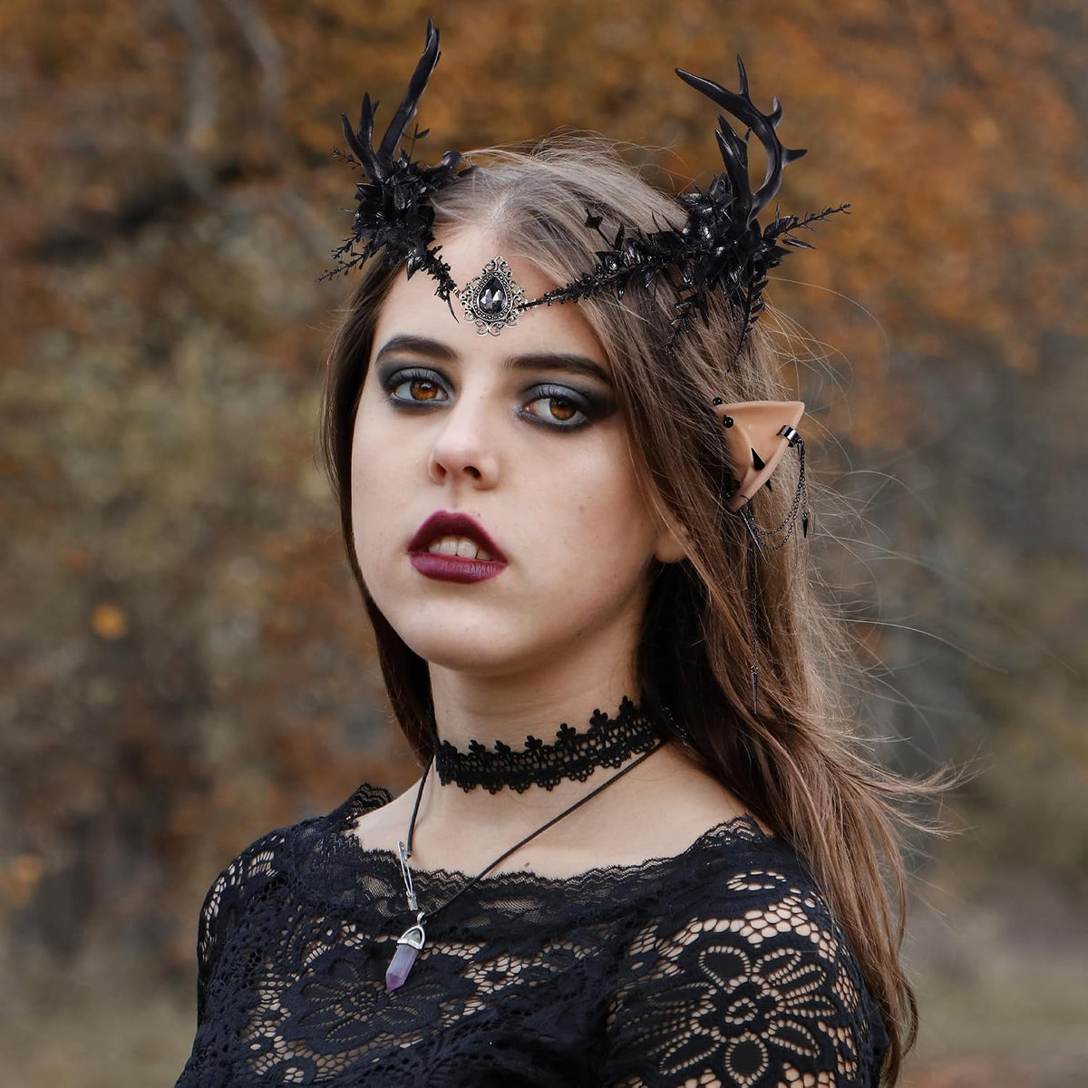 Gothic Antler Crown & Elf Ears Set for Renfaire