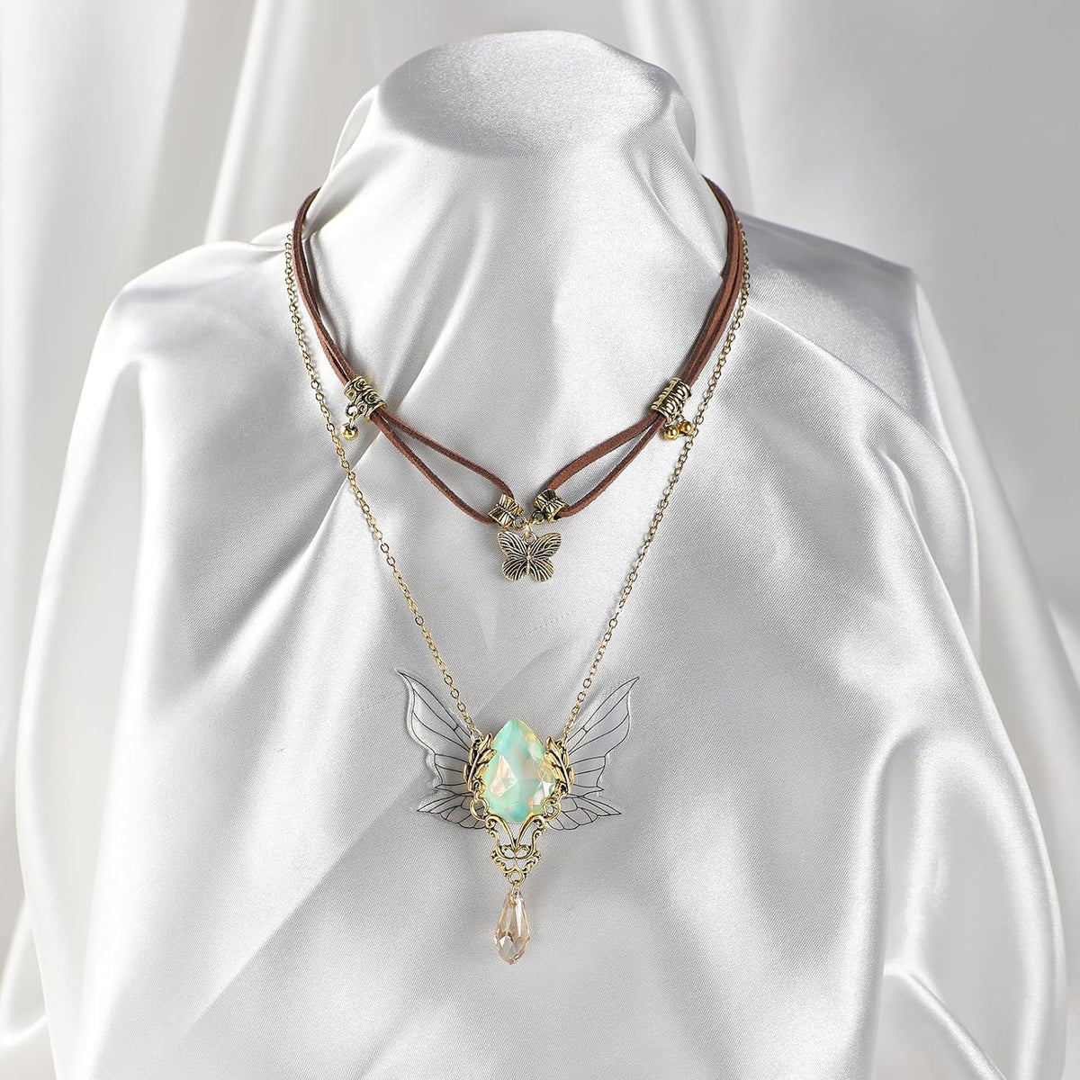 Layered Butterfly Necklace for Women Renaissance Vintage Hippie