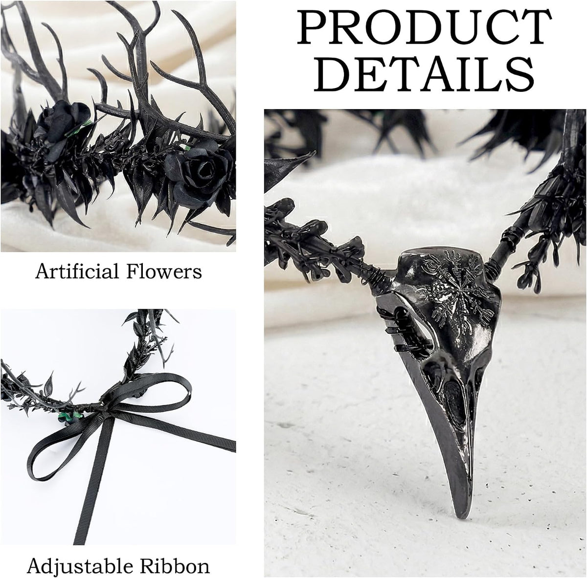 MOSTORY Black Branch Headdress Witch Raven Antler Crown