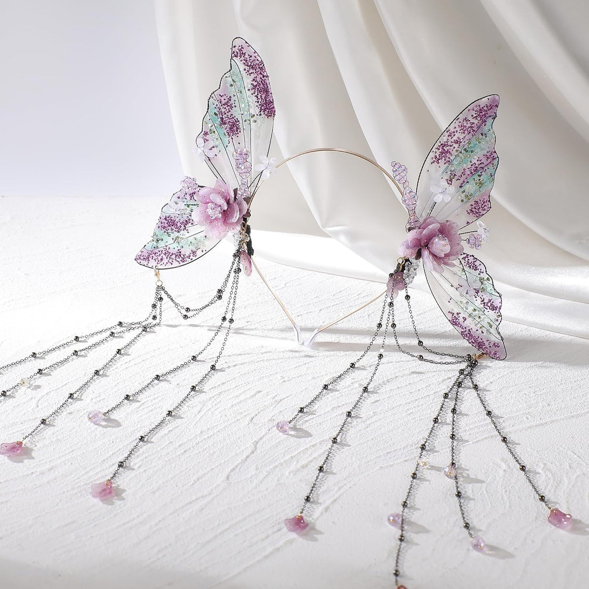 Flower Butterfly Fairy Headband with Tassel