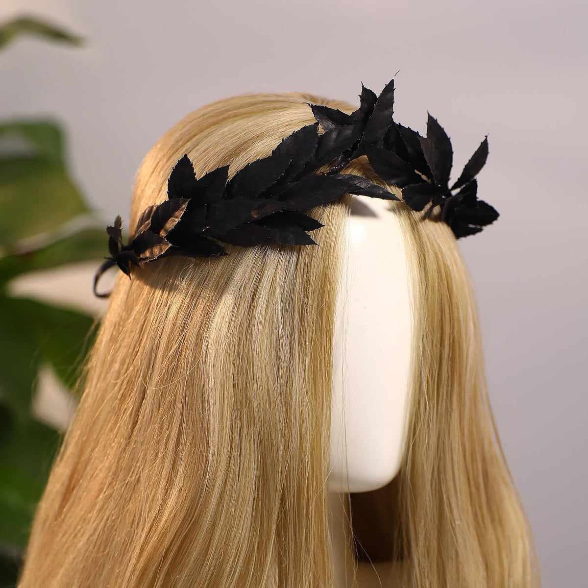 MOSTORY Black Greek Laurel Crown - Handmade Dark Leaf Headband