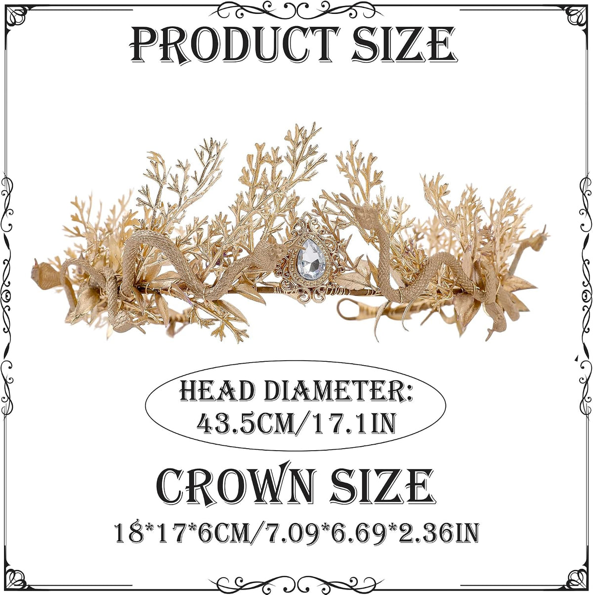 MOSTORY Gold Medusa Fairy Crown – Snake Goddess Circlet