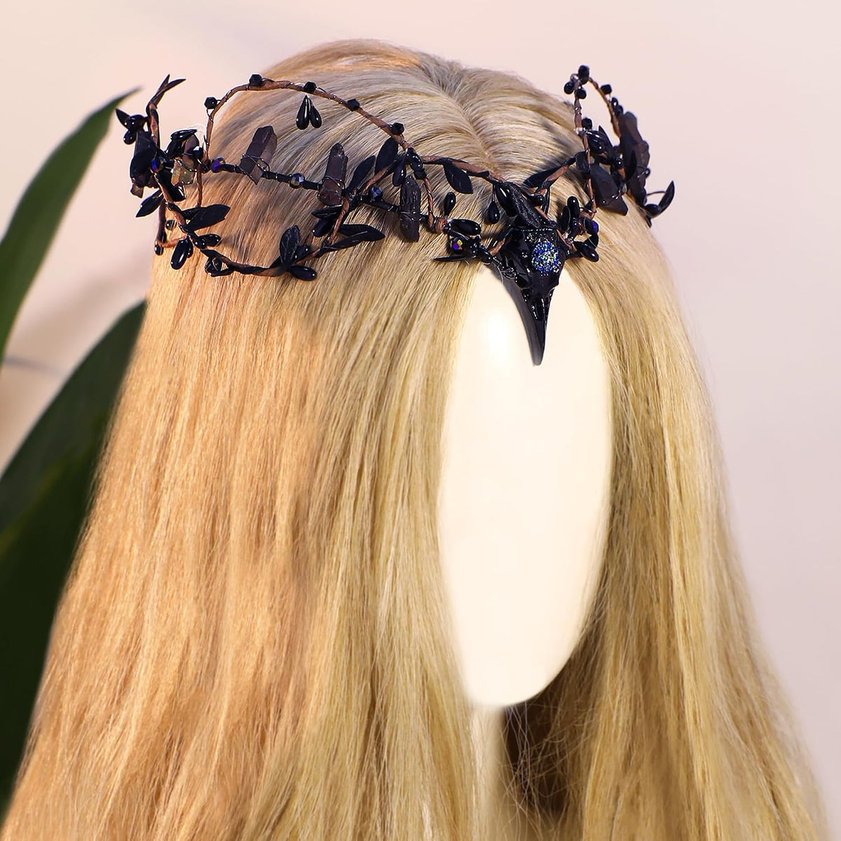 MOSTORY Raw Quartz Elf Crown - Green Fairy Crystal Circlet