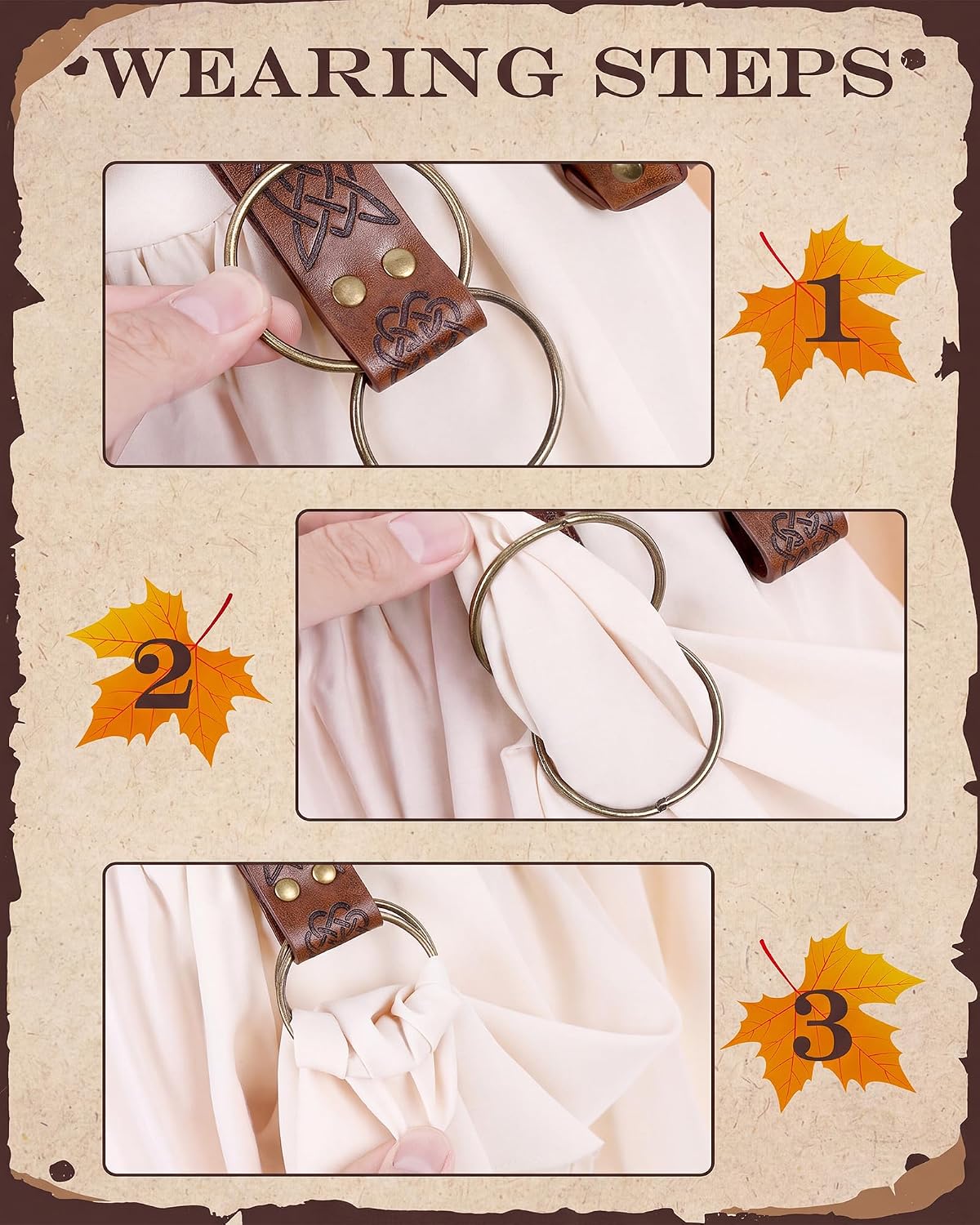 Brown Renaissance Accessories Set for Women – 3 Pc Cosplay