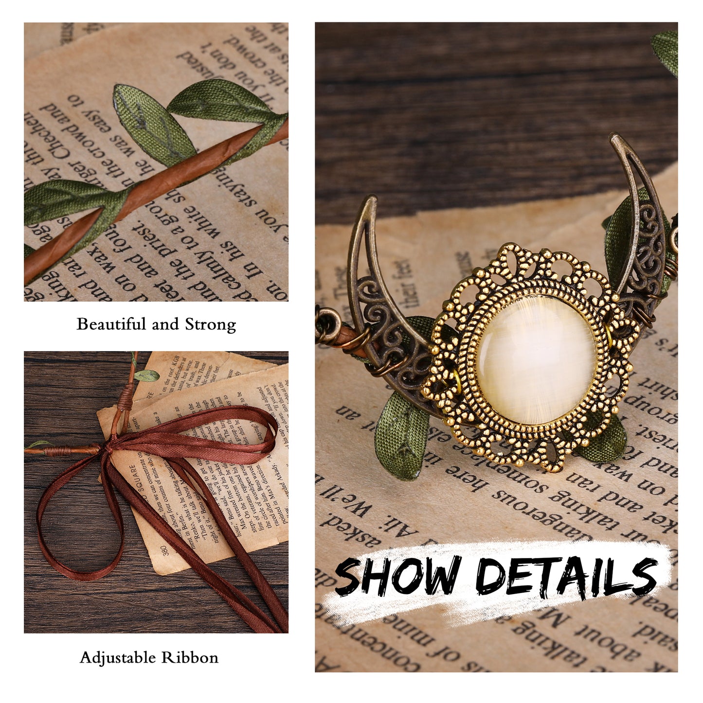 Goddess Moon Circlet Elf: Crystal Headpiece, Fairy Floral Headband