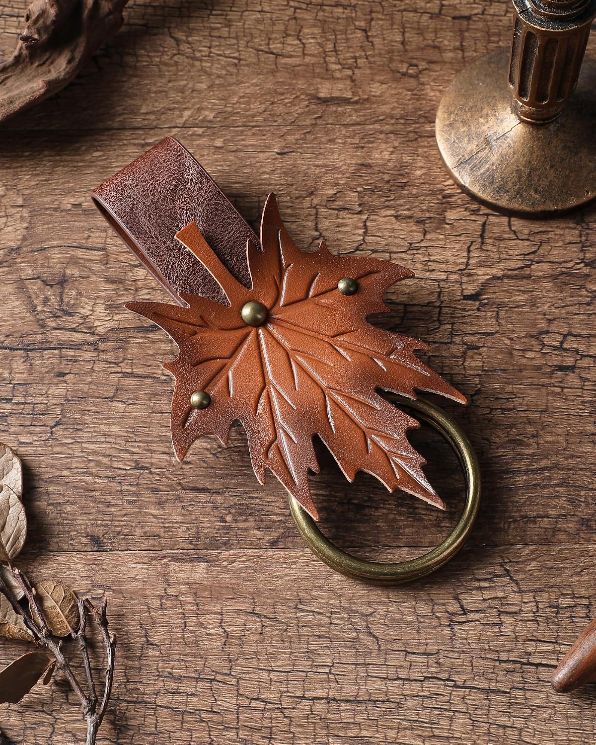 MOSTORY Leather Skirt Hikes with Maple Leaf Double Buckle Belt