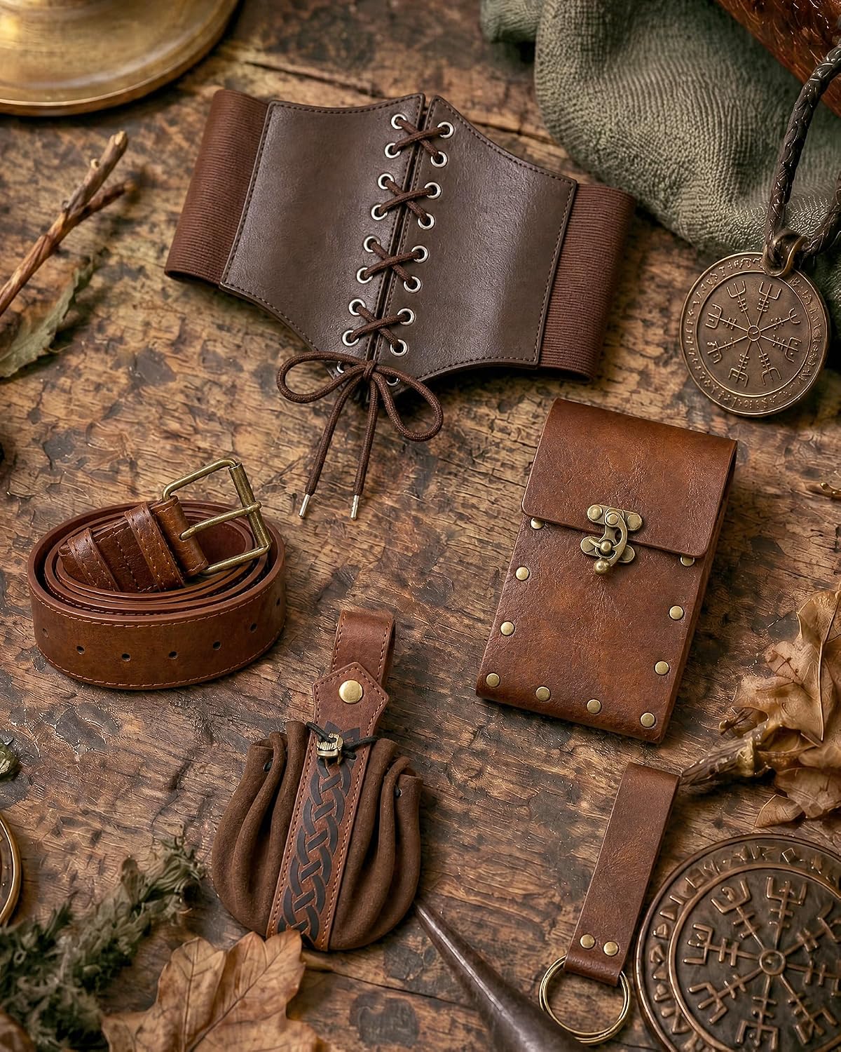 MOSTORY Black Medieval Accessories Set Women Renaissance Cosplay XL