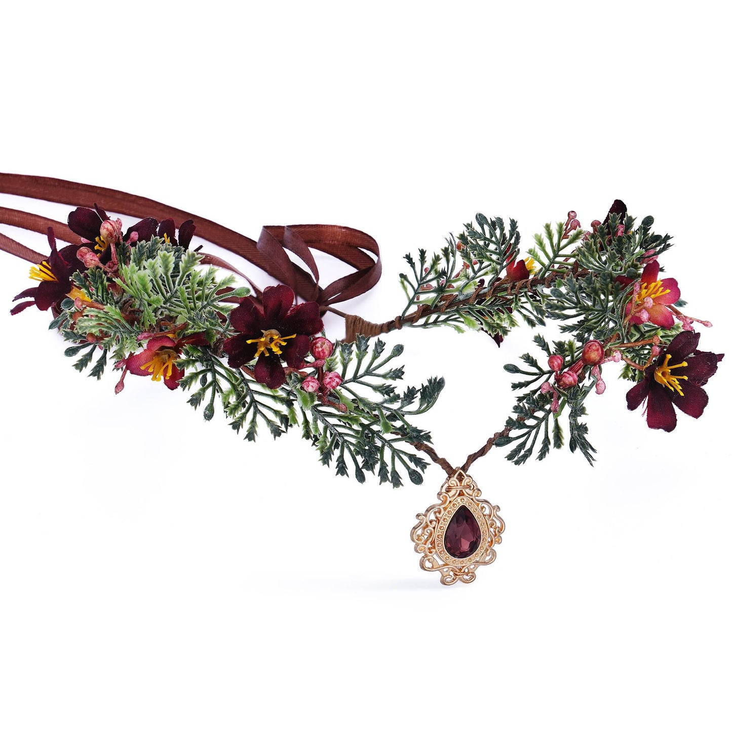 MOSTORY Handmade Elf Flower Crown - Woodland Fairy Headpiece