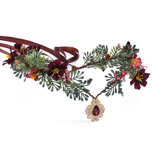 MOSTORY Handmade Elf Flower Crown - Woodland Fairy Headpiece
