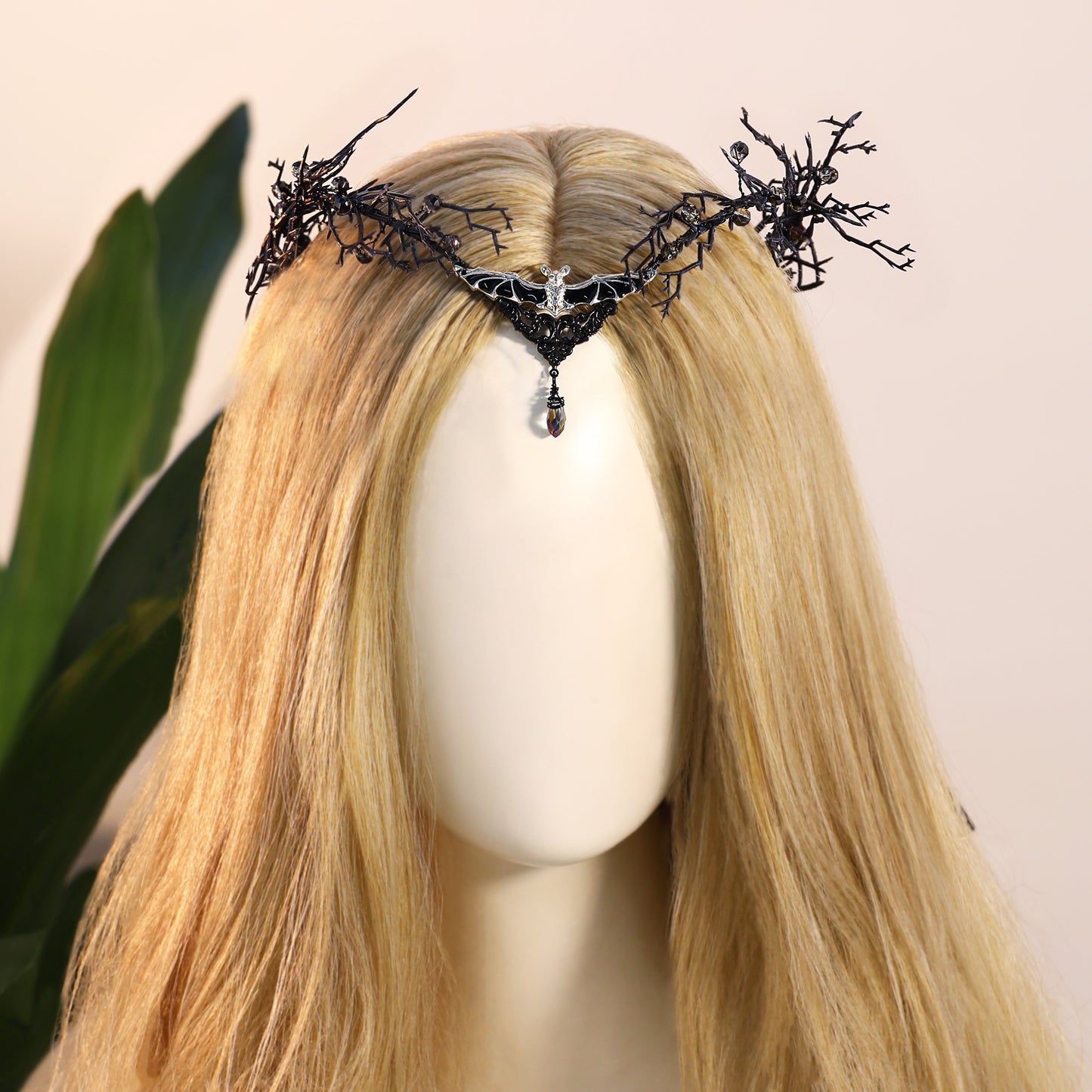 Black Flower Elf Crown - Gothic Floral Crown Celtic Floral Fairy Circlet Dark Elven Headpiece