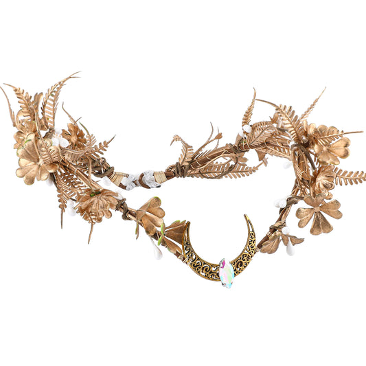 andmade Gold Moon Flower Crown - Woodland Fairy Headband