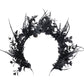 Black Flower Halo Crown - Dark Feather Headband Gothic Floral Hairband