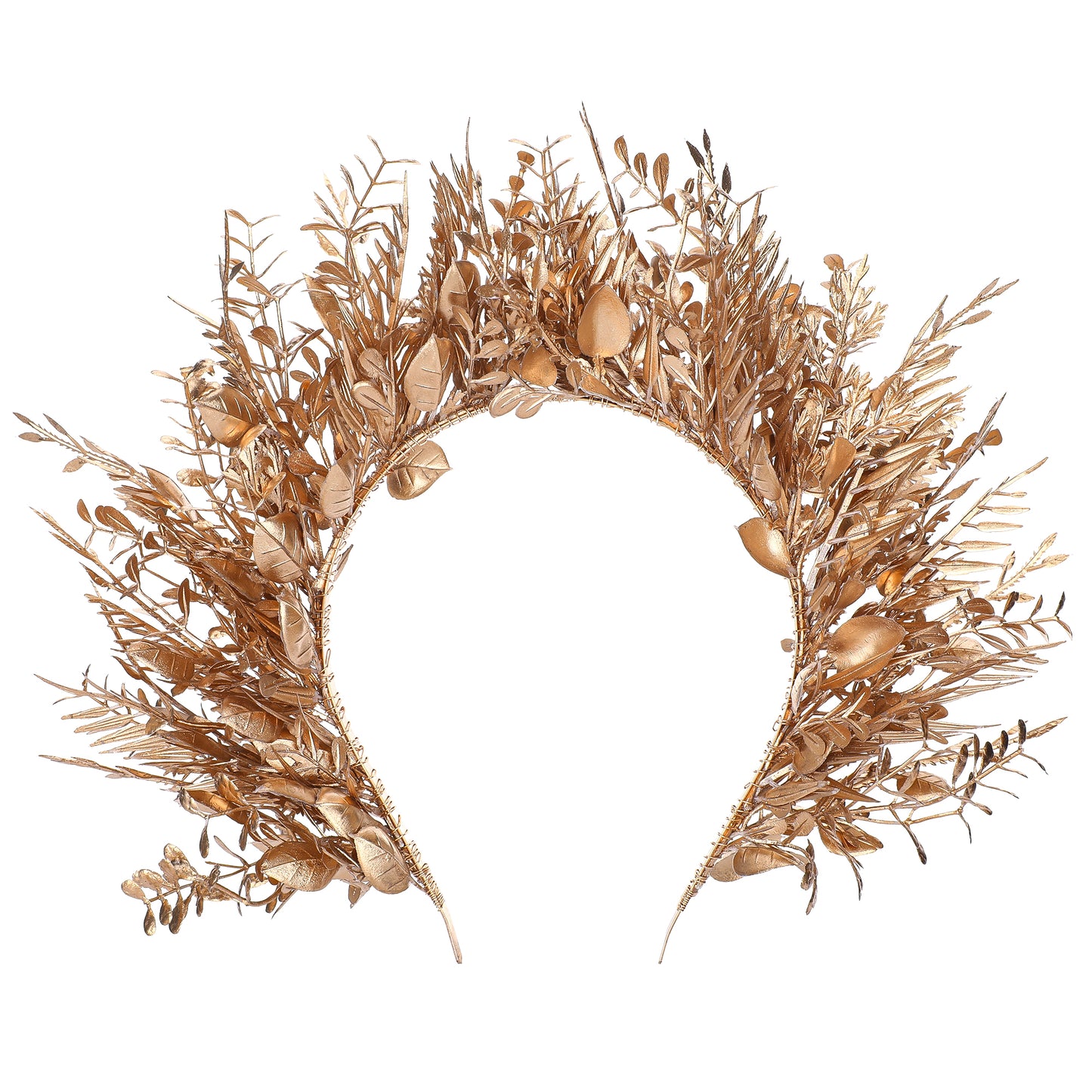 Gold Flower Halo Headband - Handmade Fairy Goddess Hairband Floral Queen Crown Headwear