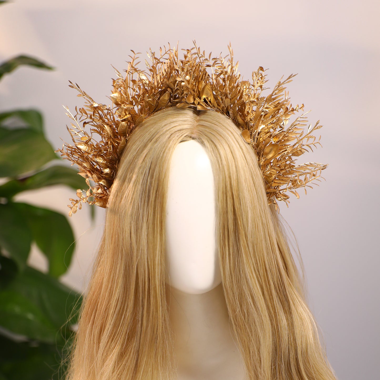 Gold Flower Halo Headband - Handmade Fairy Goddess Hairband Floral Queen Crown Headwear