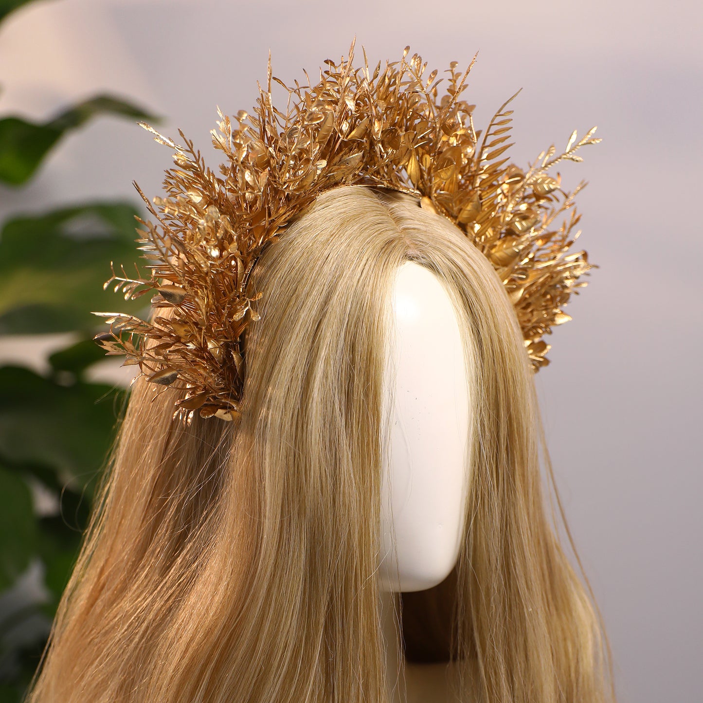 Gold Flower Halo Headband - Handmade Fairy Goddess Hairband Floral Queen Crown Headwear