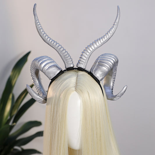 Silver Sheep Horns Headband