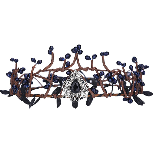 Handmade Black Elven Crown for Adults Woodland