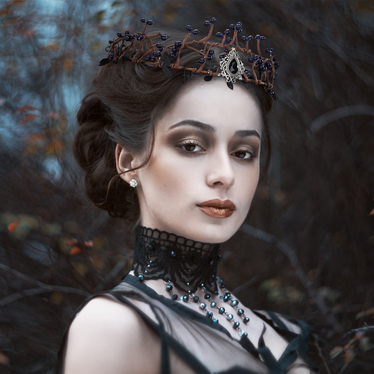 Handmade Black Elven Crown for Adults Woodland