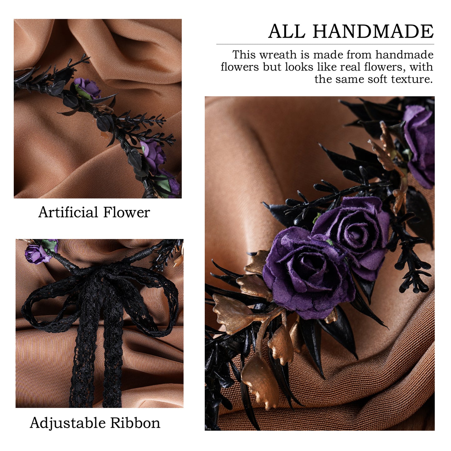 Handmade Black Flower Headpiece