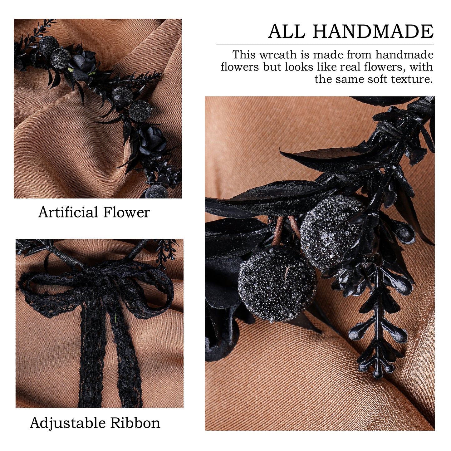 Handmade Black Floral Crown