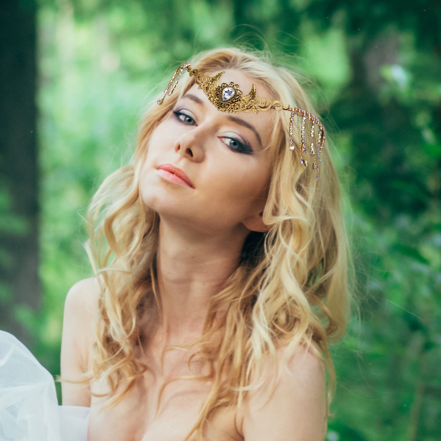 Gold Celtic Crown: Medieval Moon Tiara