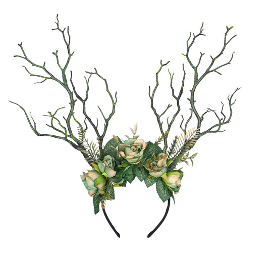 Green Branch Crown: Woodland Flower Headband