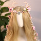 Pink Fairy Antler Headpiece - Handmade Elf Flower Crown Woodland Floral Circlet